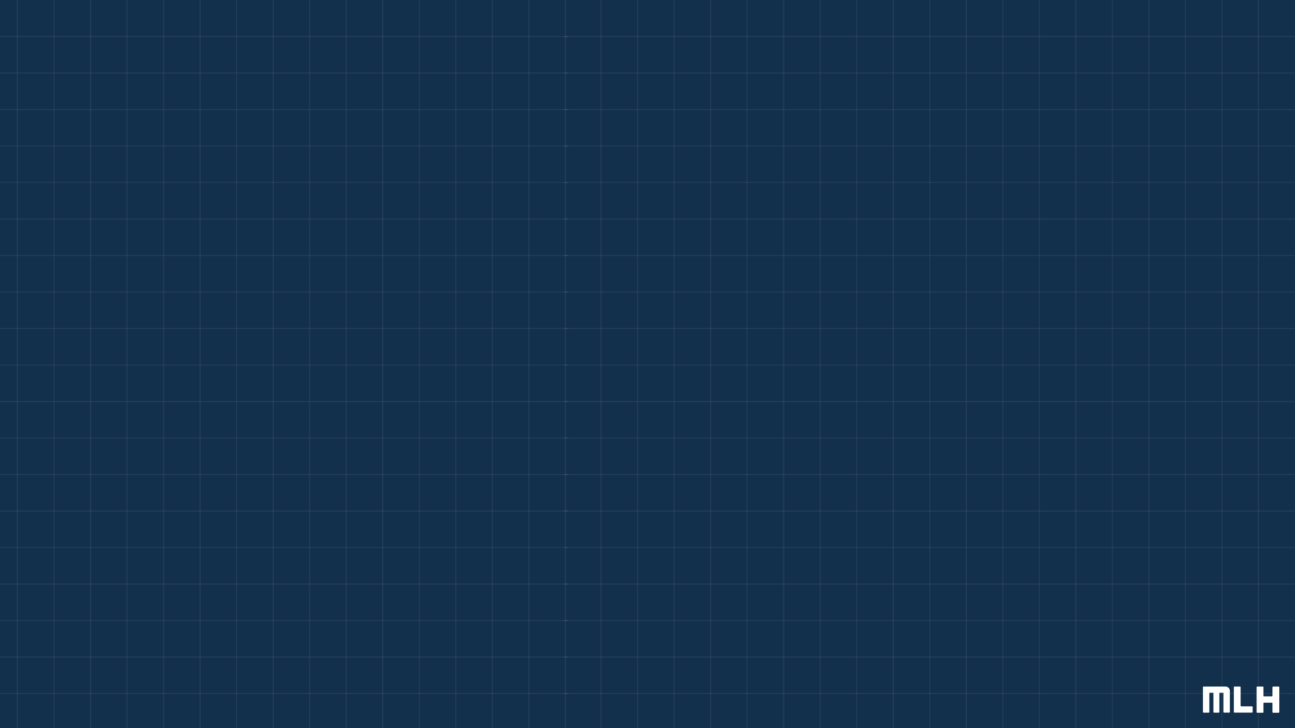 MLH interlude: blue grid background with the MLH logo.